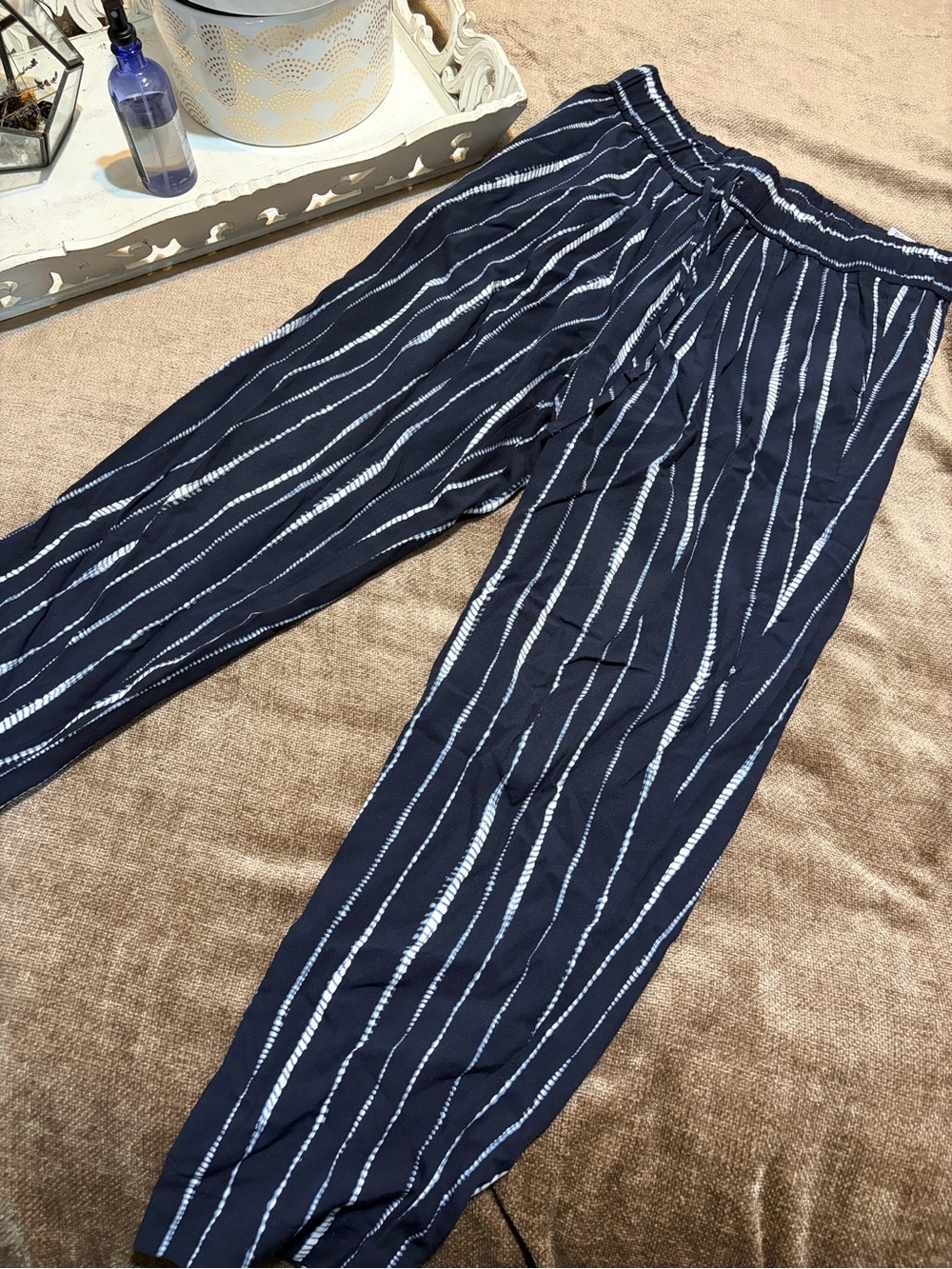 Banana Republic Navy Striped Drawstring Pants- Petite Small